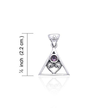 AA Heart in Recovery Silver Pendant With Gem TPD442 - Jewelry